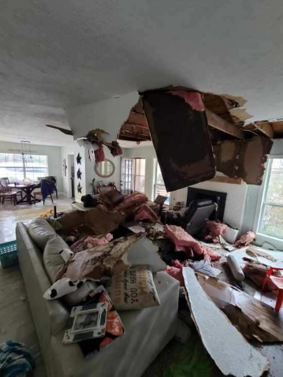 Katy area resident Larry Zammit submitted this photo of his living room after a pipe burst in the crawl-space above the family’s lounging area. Homes in Texas, including Katy, are designed to shed heat and keep in cool air-conditioned air, so plumbing is often not insulated sufficiently to protect against severe winter weather.